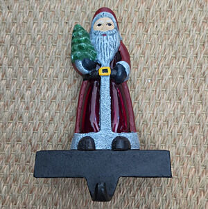 Lighted Santa Claus Christmas Stocking Hanger Holder Red/Black/Green/White 7"